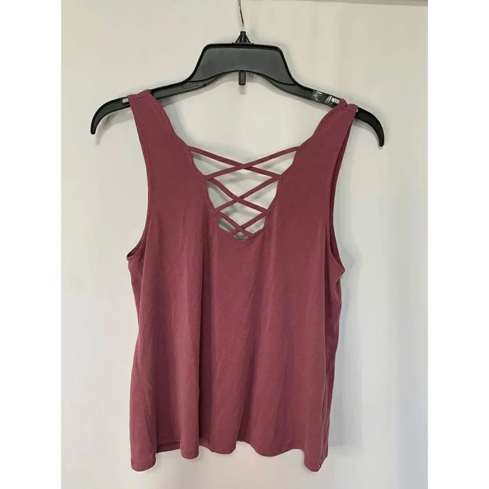 American Eagle Women’s Soft & Sexy Tank Top Sueded Lace Up Modal Pink Size Small